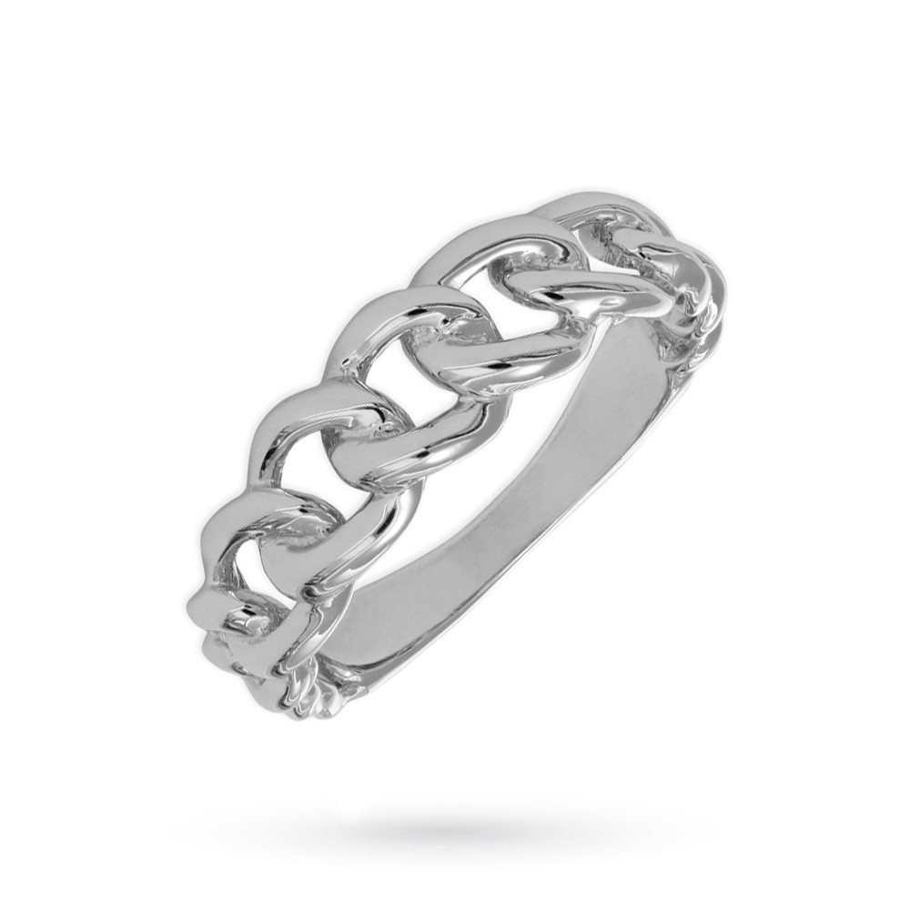 Anello a catena rigida in oro bianco
