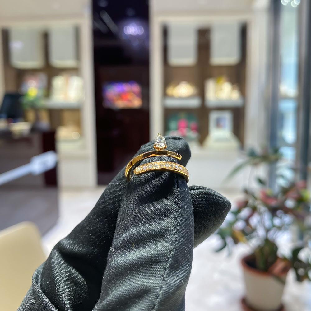  18kt rose gold Twist ring diamond drop brilliants RFJewels - RF JEWELS