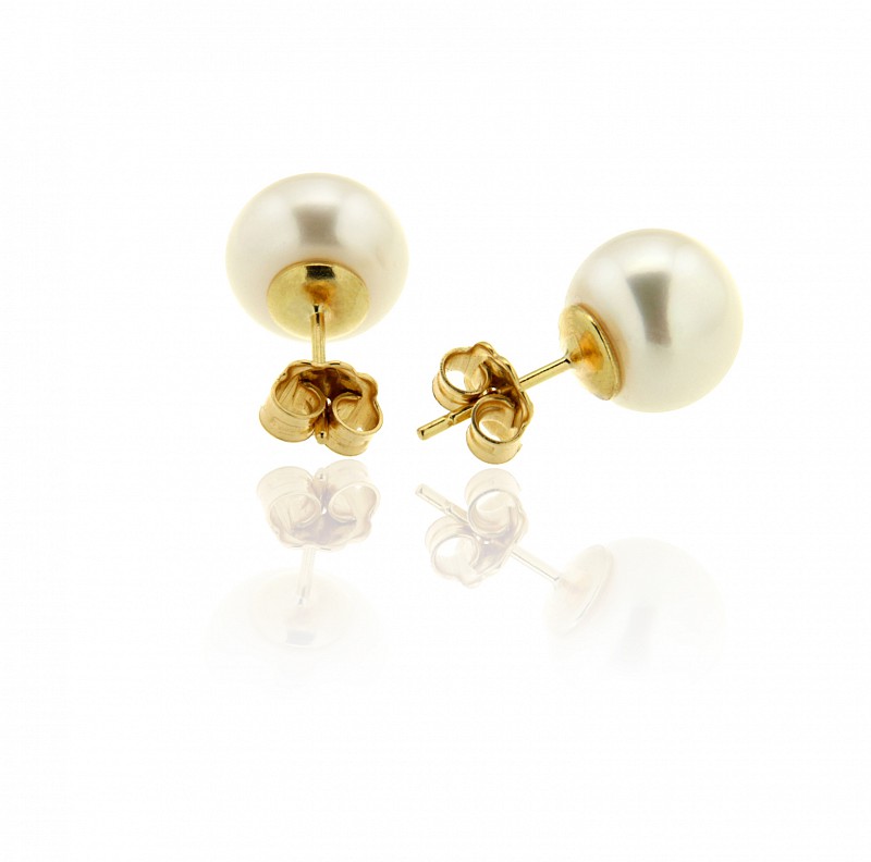 Fresh water pearl stud earring in yellow gold - GOLAY