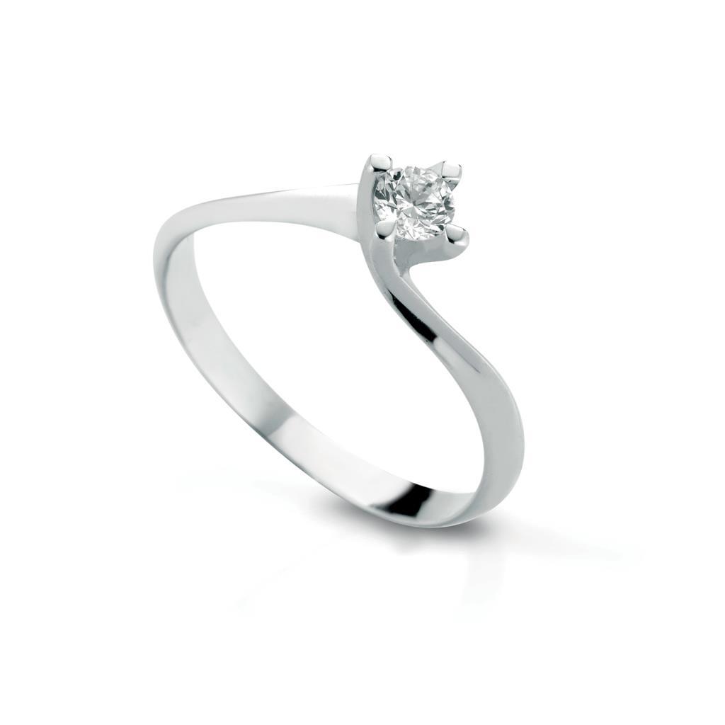Valentine Ring with Solitaire Diamond in 18kt white gold - LELUNE