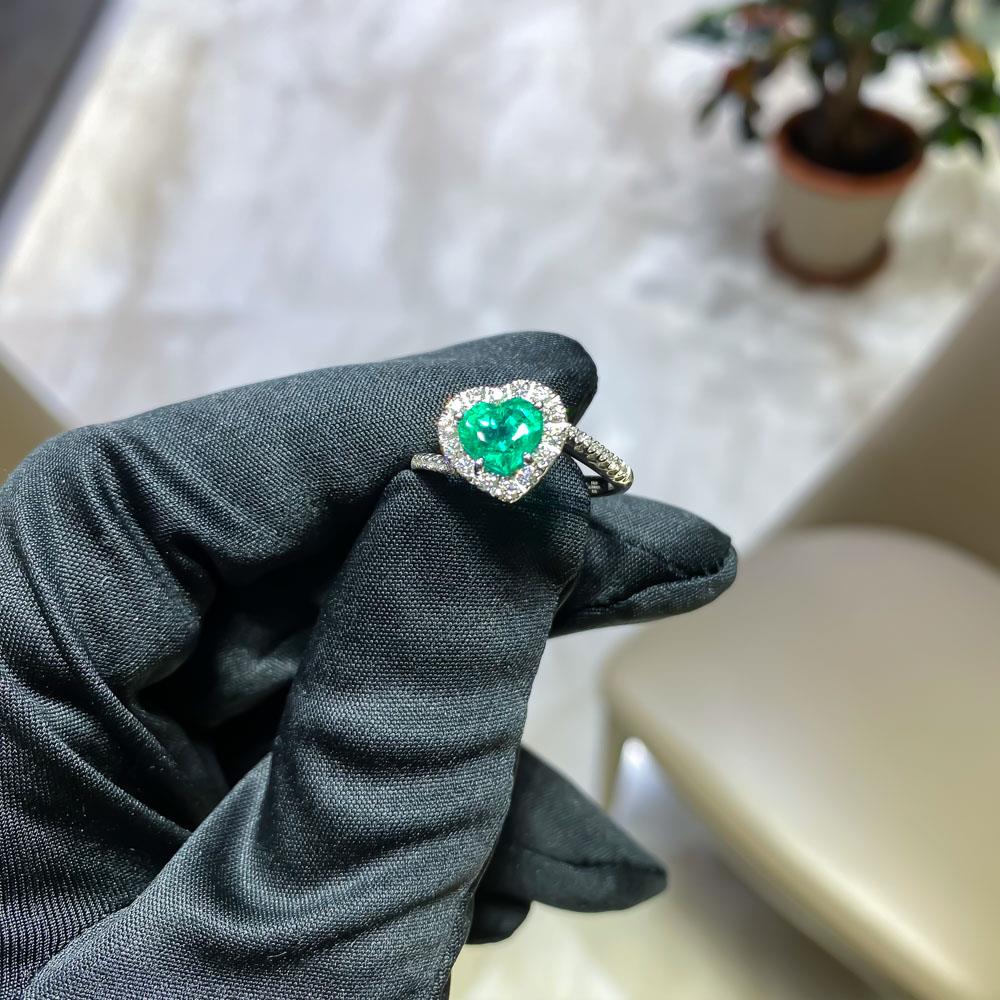  Anello smeraldo cuore 1,25ct contorno diamanti 0,24ct Mirco Visconti - MIRCO VISCONTI