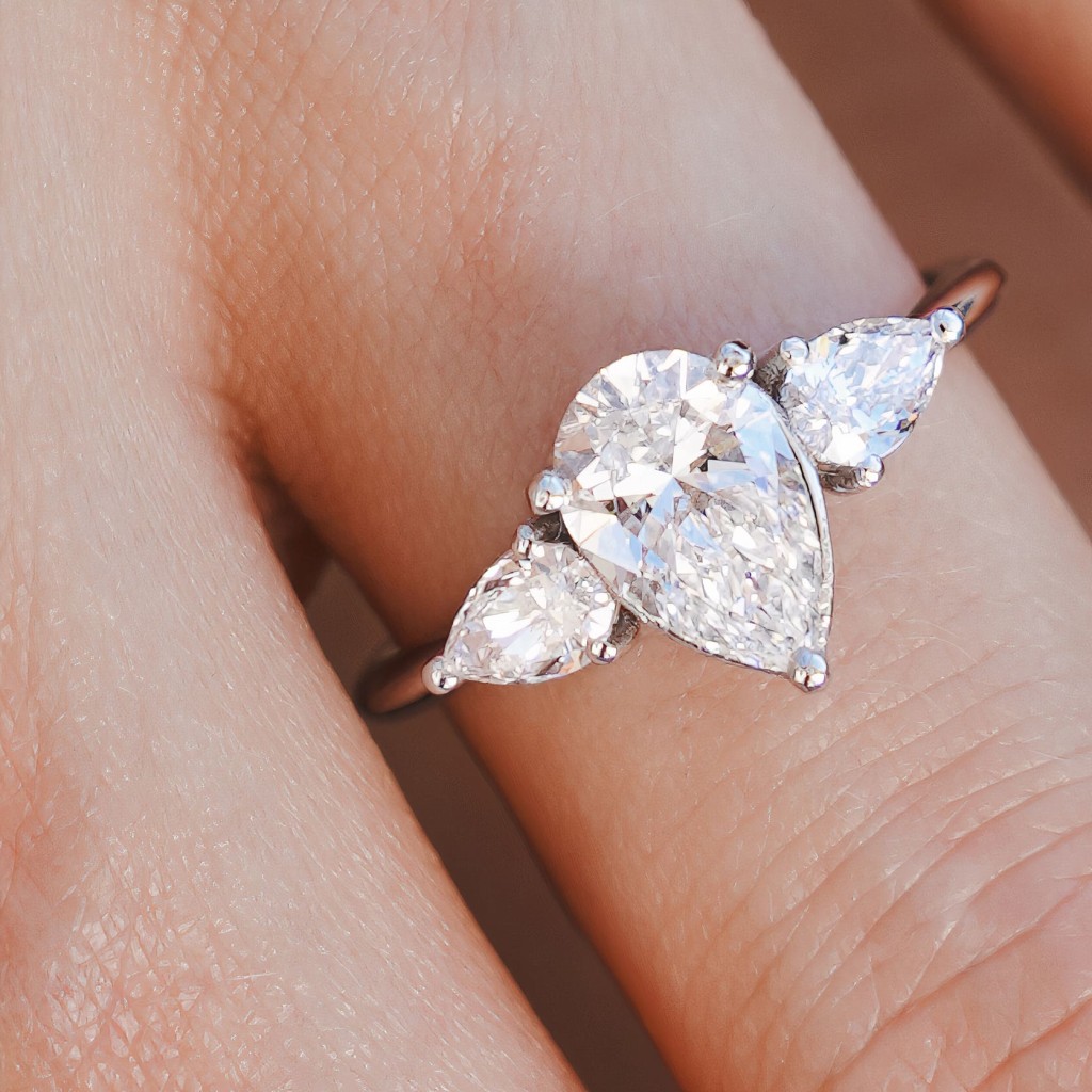  Trilogy oro bianco con diamanti 1,40 Carati Lab-Grown - misura 17 - AMA