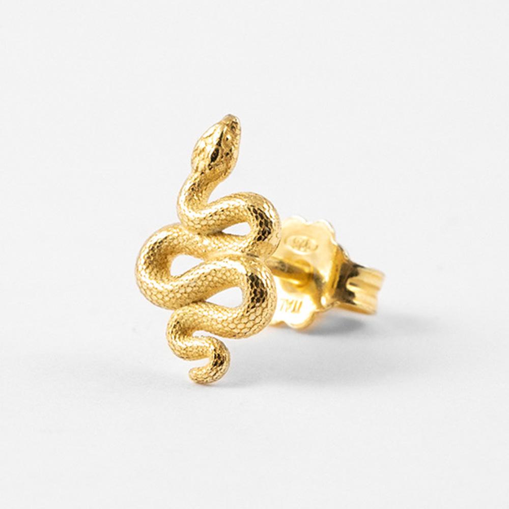 Nove25 golden silver single lobe snake earring - NOVE25