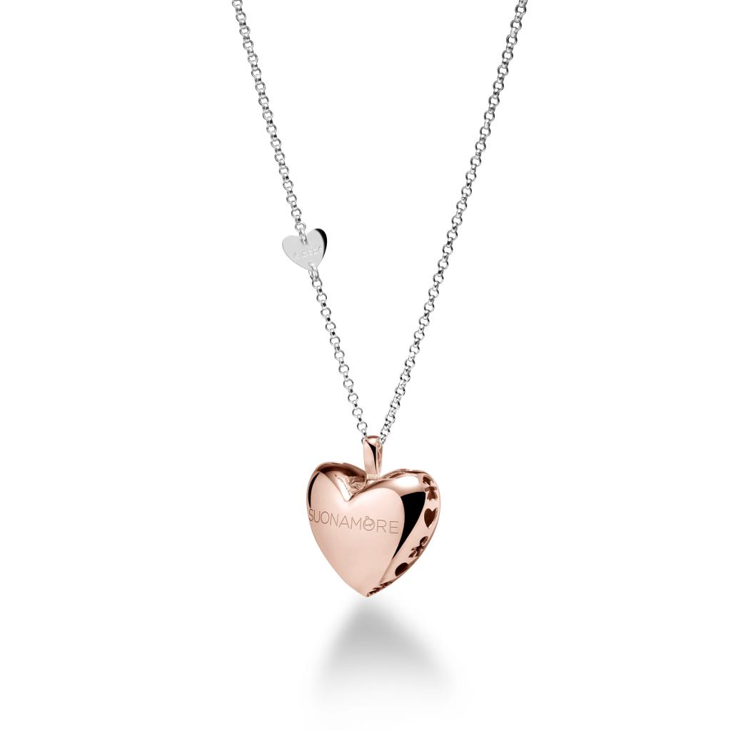  925 rose silver leBebe SNM014 SuonAmore Hearts charm with silver chain - LE BEBE