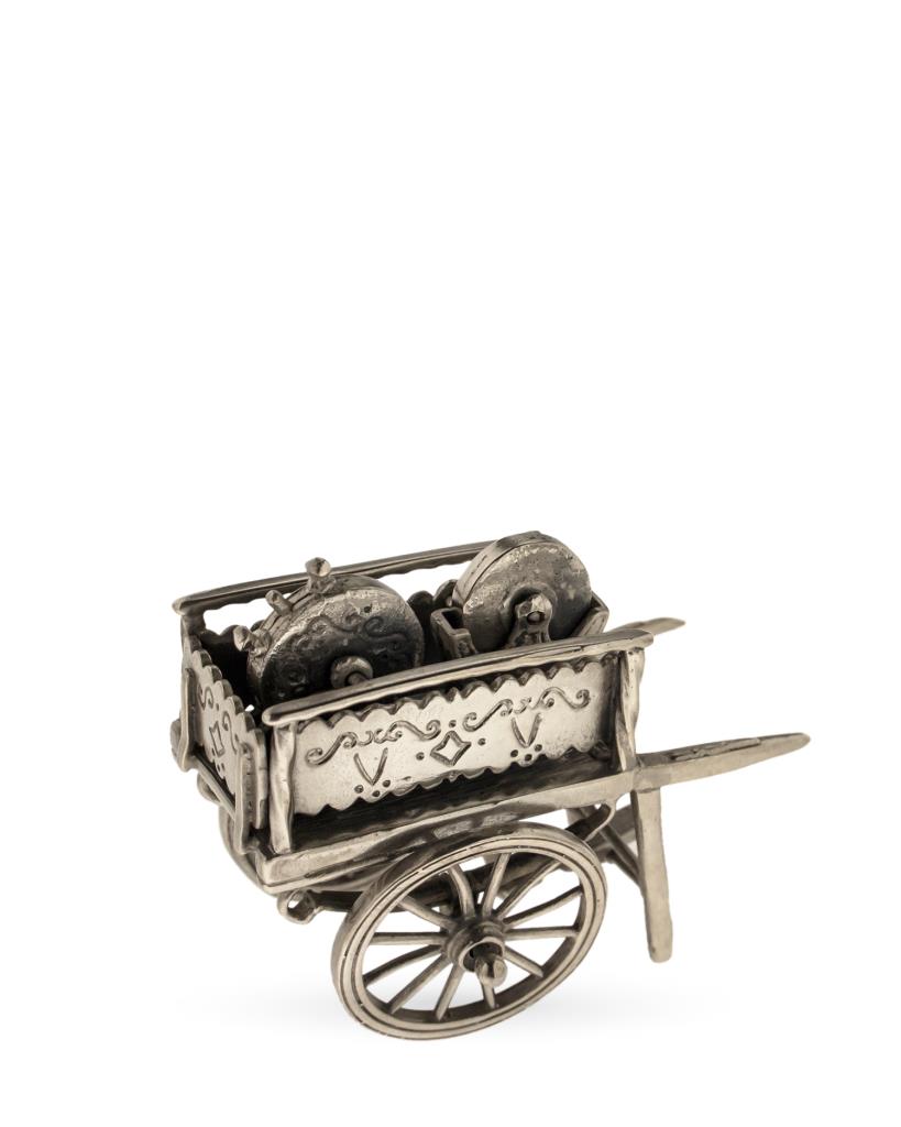 Carretto dell&#039;arrotino soprammobile in argento 925 - LUSSO ITALIANO