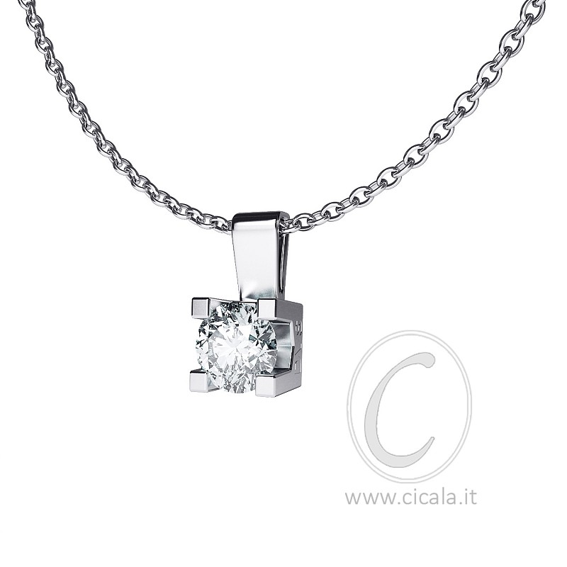  Girocollo punto luce in oro bianco con diamante D VS 0,60ct - CICALA