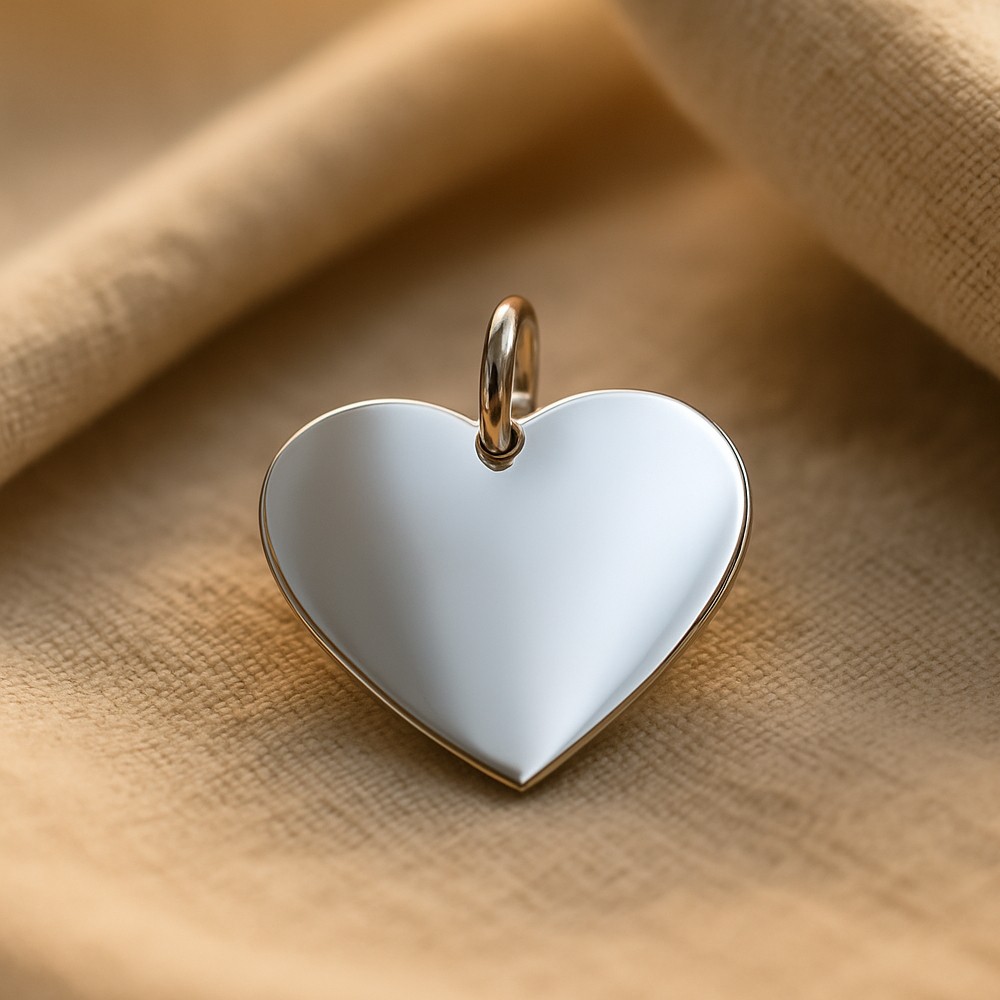 Cuore ciondolo lastra oro bianco lucido 20x20 mm - LUSSO ITALIANO