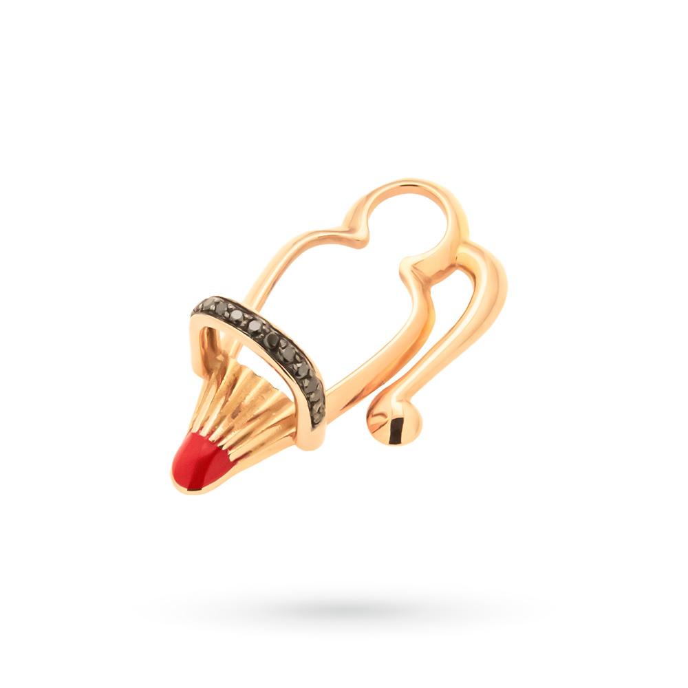  WithThee glasses holder in 18kt rose gold, diamonds and enamel - CICALA