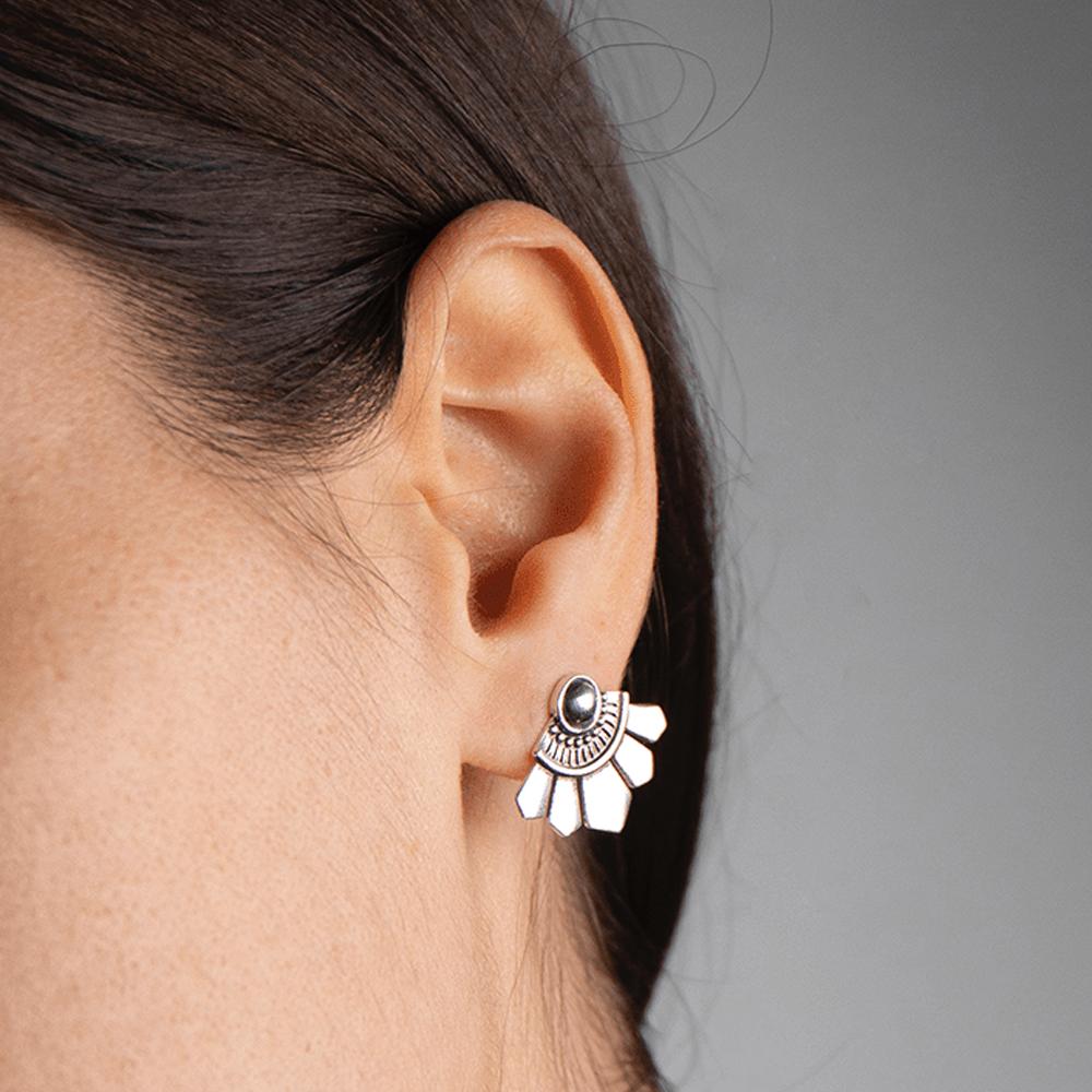  Orecchini coppia etnici lobo ventaglio argento brunito Nove25 - NOVE25