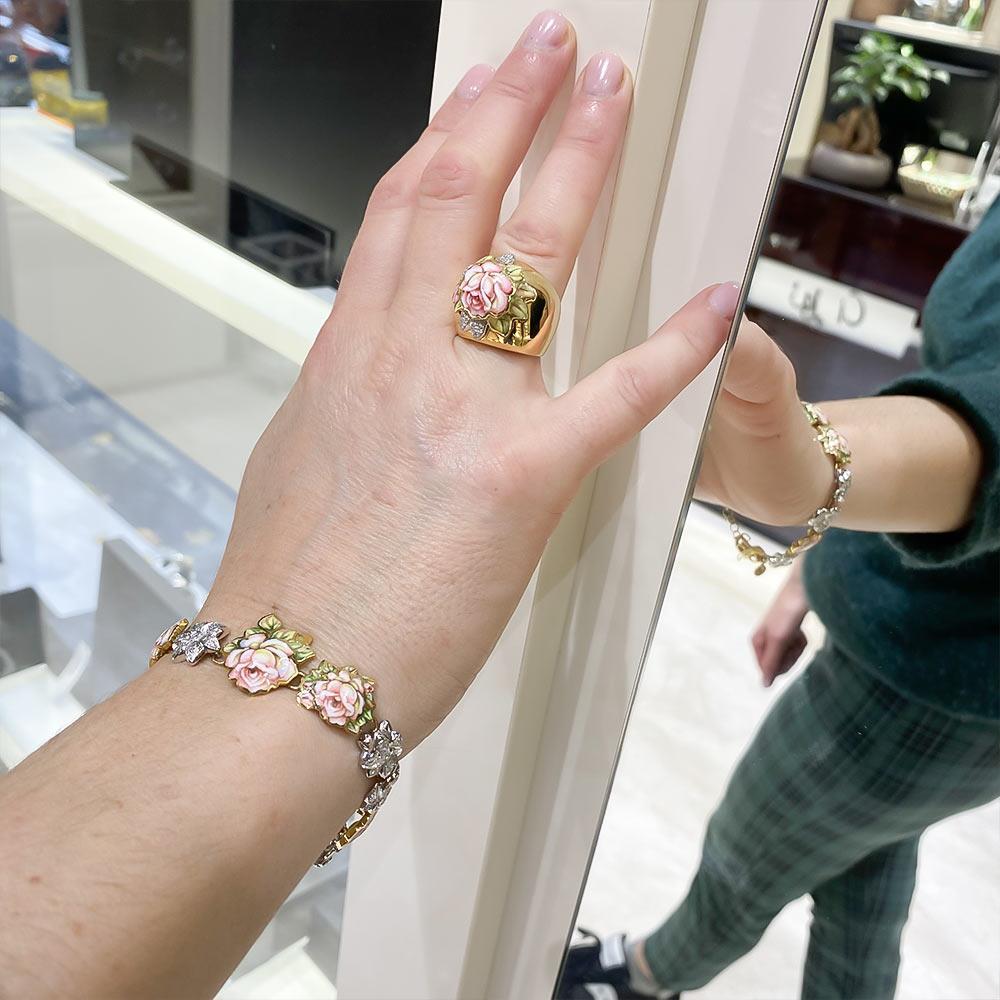  Gabriella Rivalta enameled rose bracelet gold diamonds - GABRIELLA RIVALTA