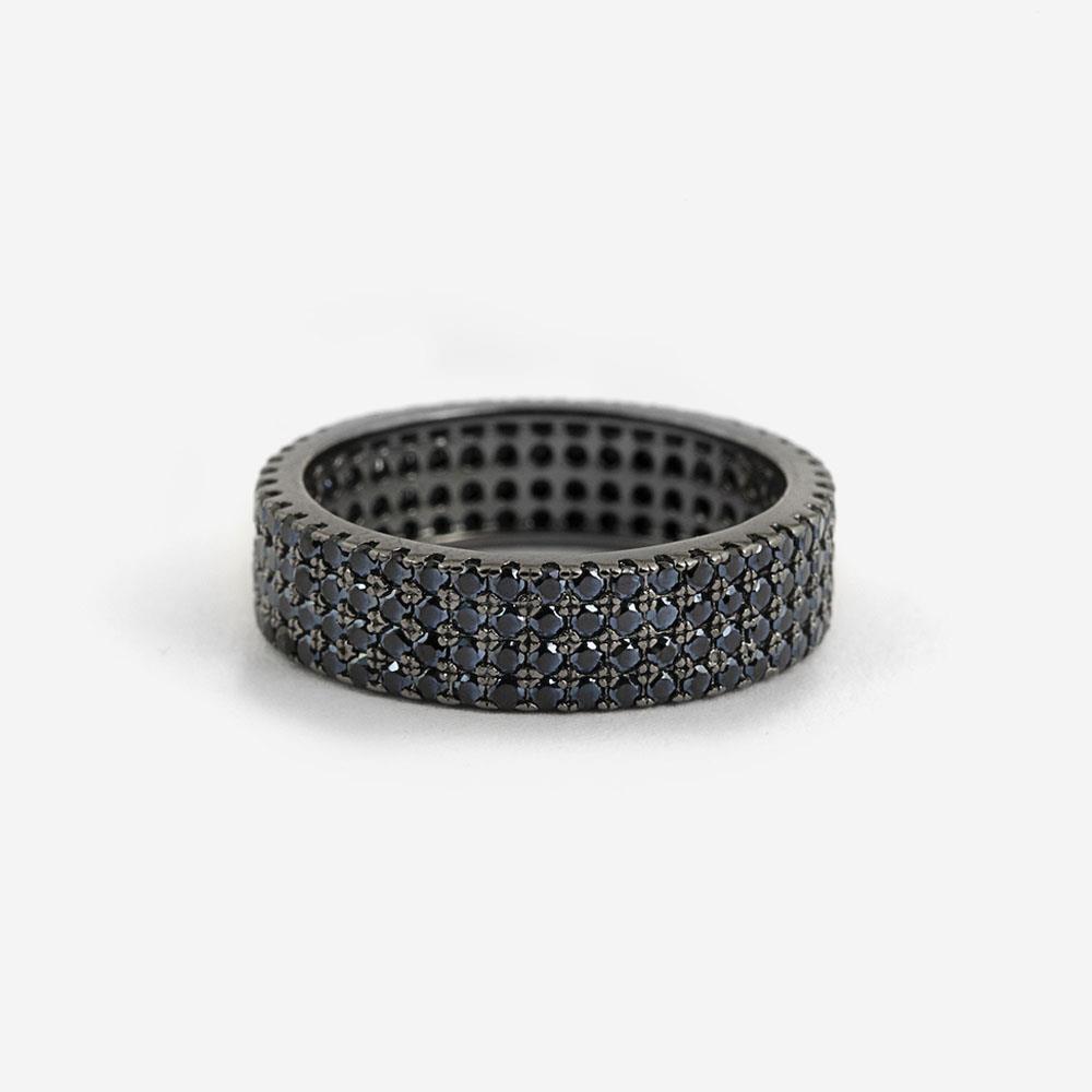  Fascia h6 zirconia cubica nera argento rodio nero lucido Nove25 - NOVE25