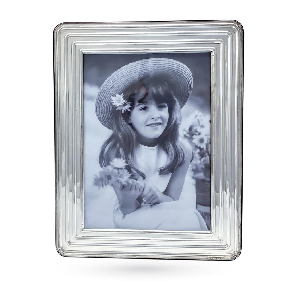 Cornice portafoto argento 13x18cm righe in rilievo - UNBRANDED