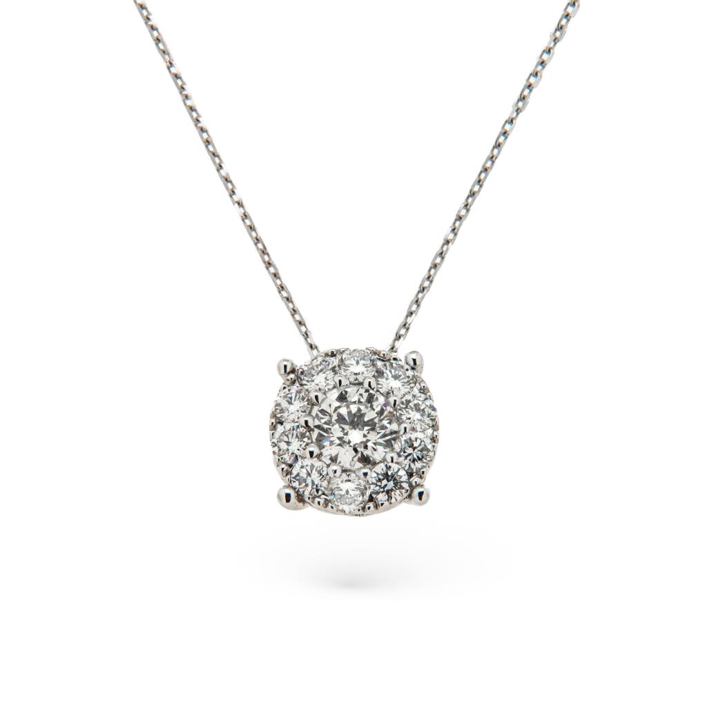 Punto luce diamante solitario contorno brillanti 0,66 ct - LUSSO ITALIANO