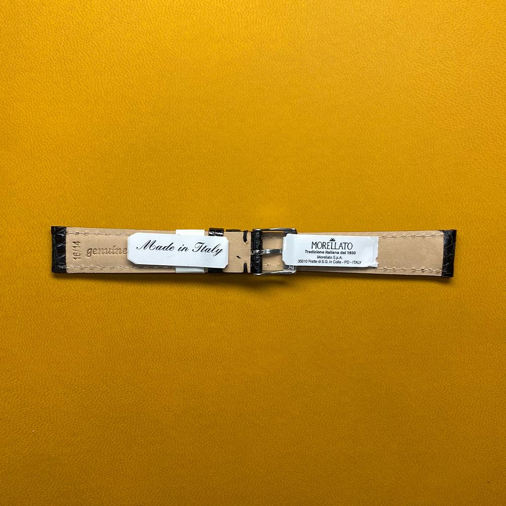 Cinturino coccodrillo nero semimbottito 16-14mm - MORELLATO