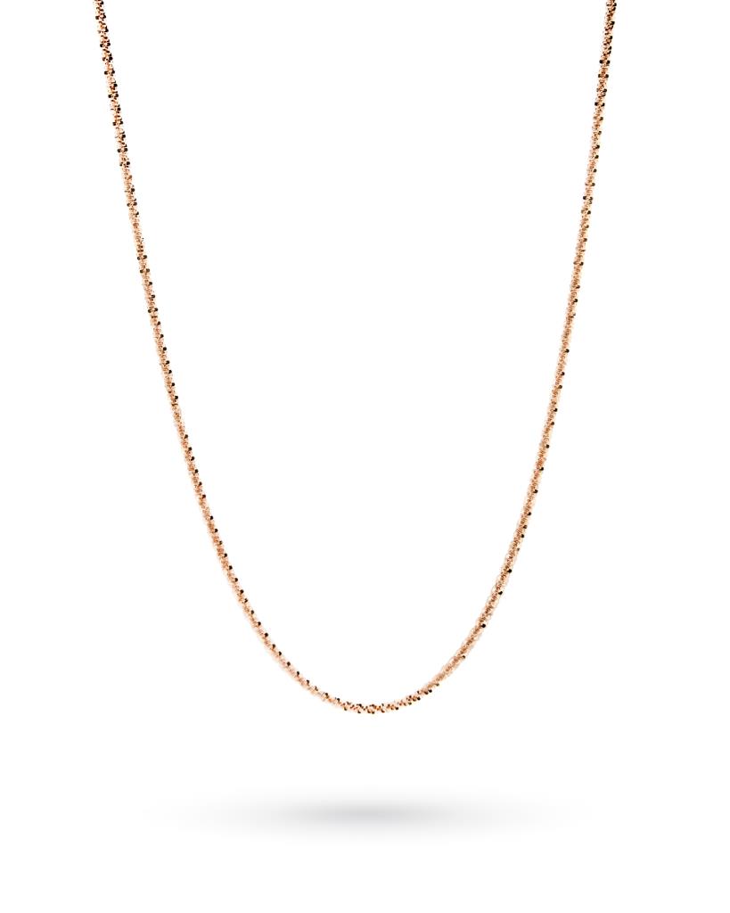Collana in oro rosa a torciglione diamantato 42cm - LUSSO ITALIANO