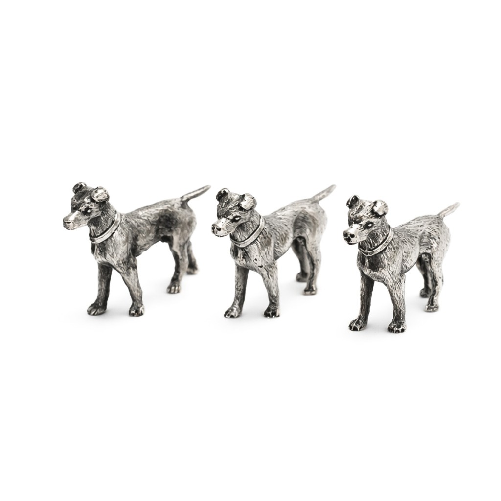  3 dogs place card holders 800 silver - 