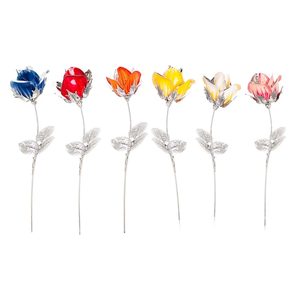 Rosa Media Ambra H 25 Cm Soprammobile Argento