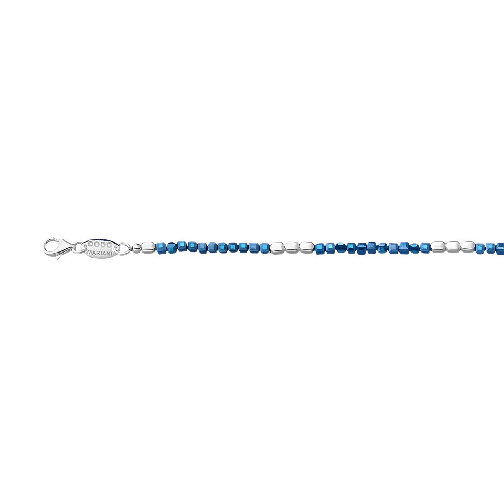 Bracciale con cristalli blu ed elementi in argento