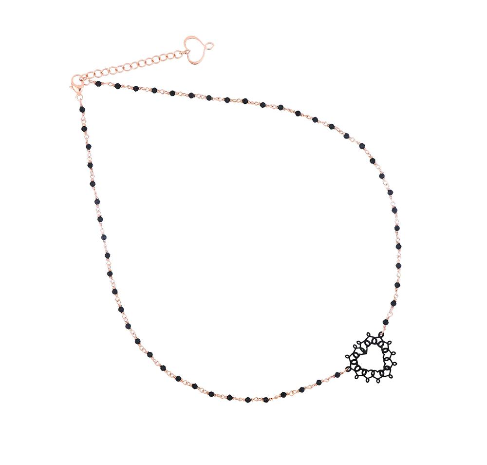Rosary Elizabeth  Perforated Heart And Spinel Necklace - MAMAN ET SOPHIE