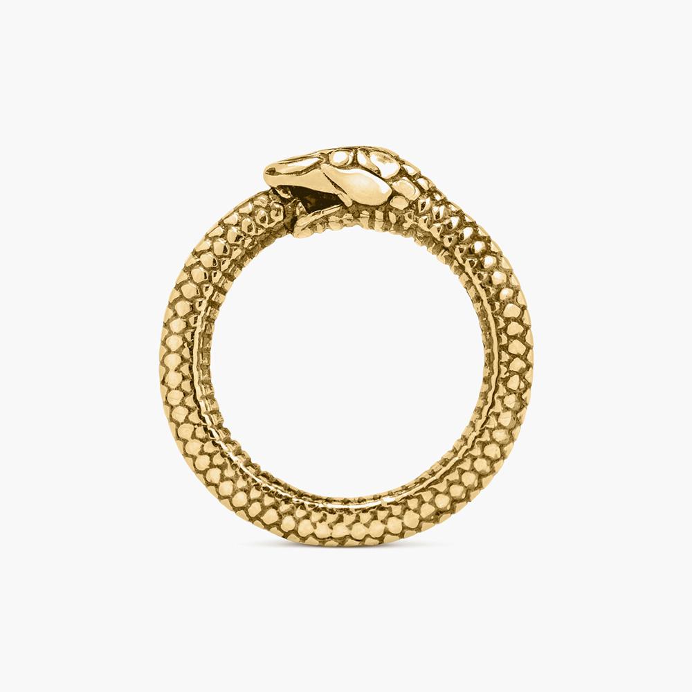 Shiny yellow gold silver ouroboros snake ring Nove25 - NOVE25