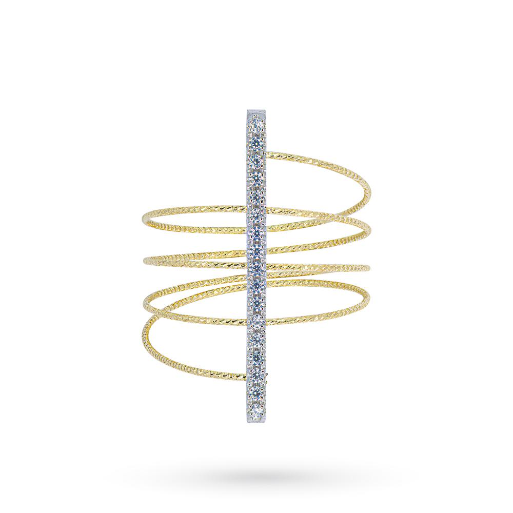 Anello MagicWire filo oro giallo barretta diamanti 0,17ct - MAGICWIRE