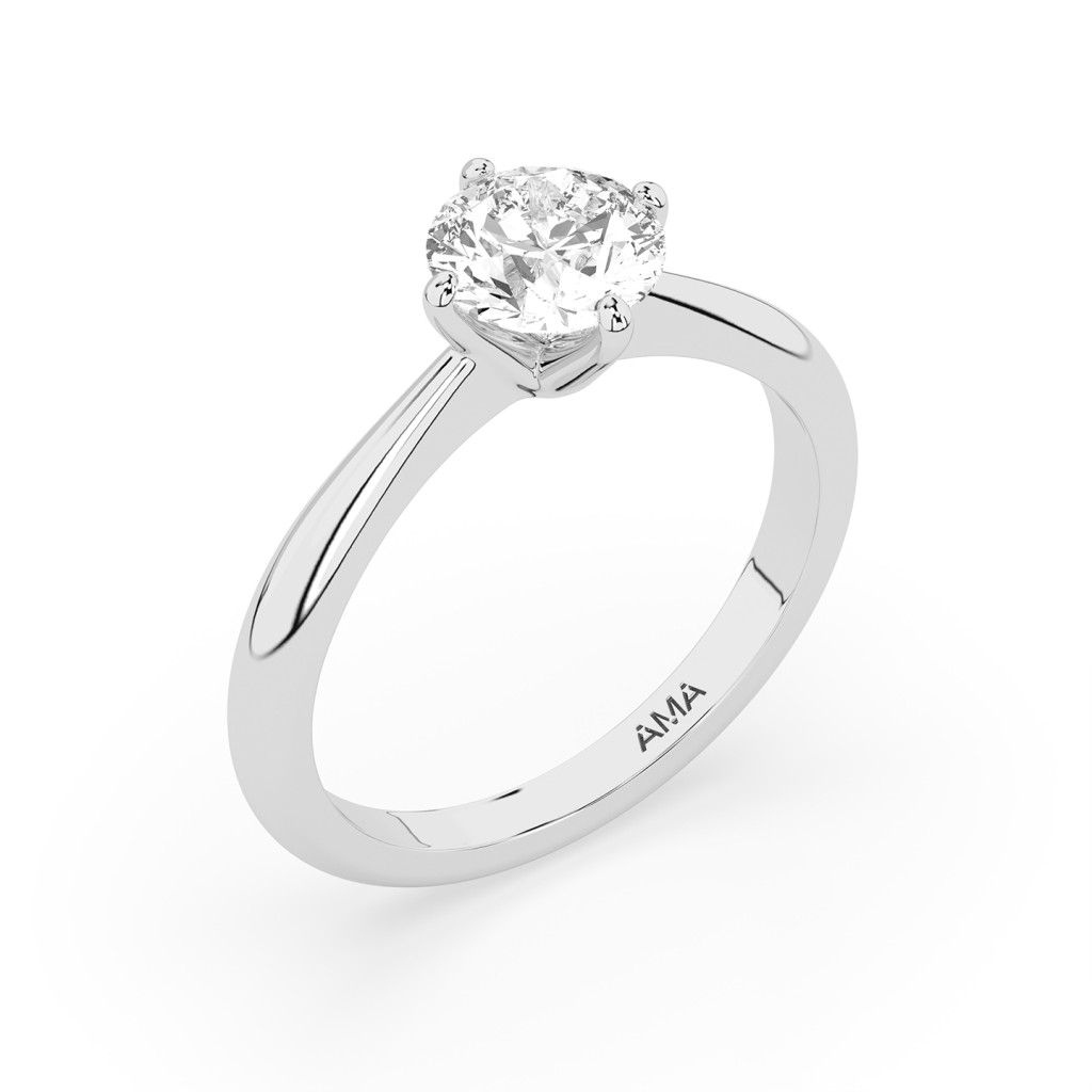 Solitario anello oro bianco con diamante ~1 Carato Lab-Grown