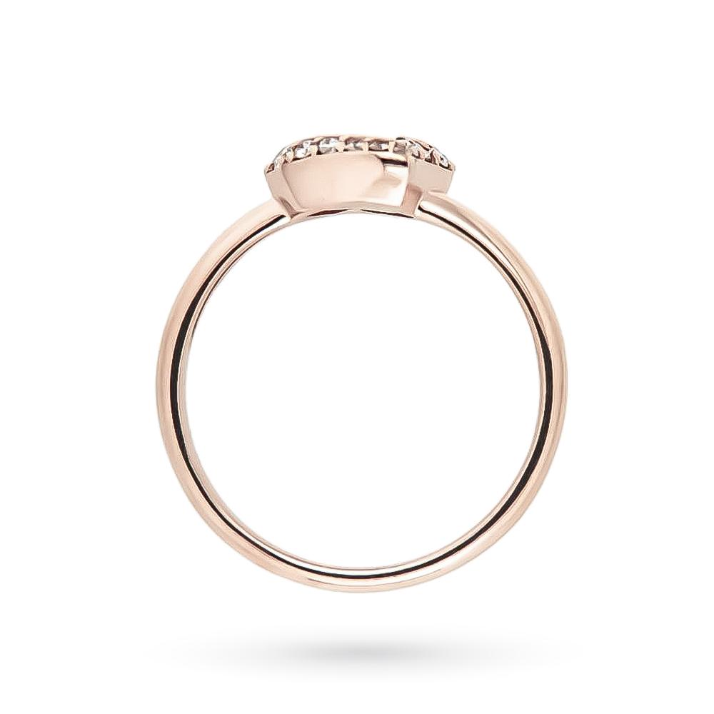  Anello oro rosa cuore contorno diamanti 0,10ct - CICALA
