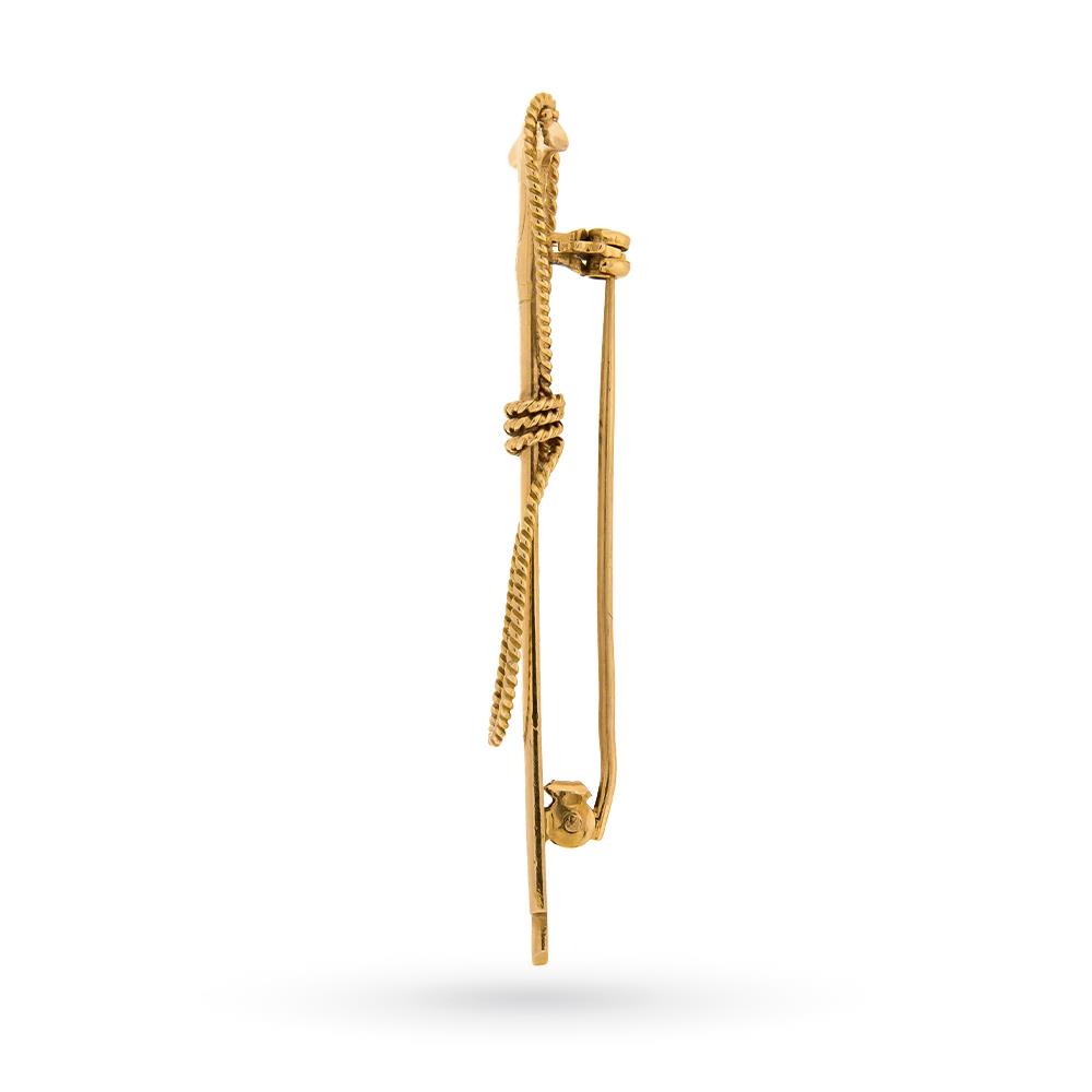 18kt yellow gold mountaineering ice ax brooch - LUSSO ITALIANO