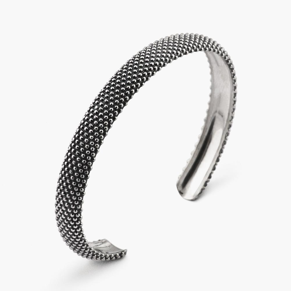 Nove25 shiny burnished silver dotted bangle bracelet - NOVE25