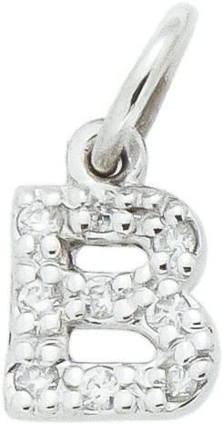 Ciondolo iniziale B stampatello h 5,30mm oro bianco diamanti - CICALA