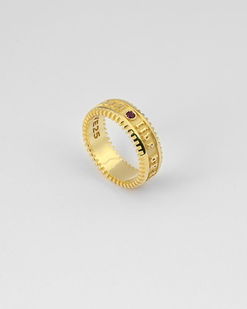 La Fortuna band red spinel silver gold plated Nove25 Size 18 - NOVE25