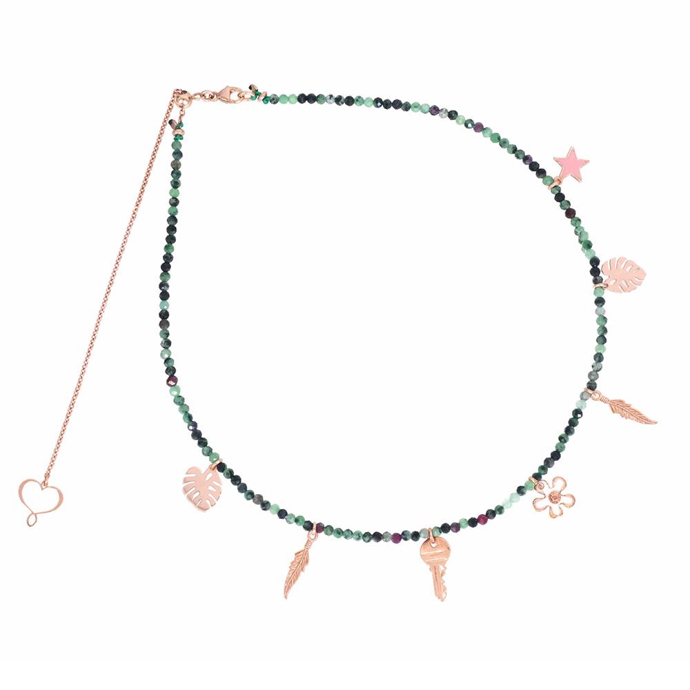 Green rubizosite stone necklace and Maman et Sophie pendants GHISF2RZP - MAMAN ET SOPHIE