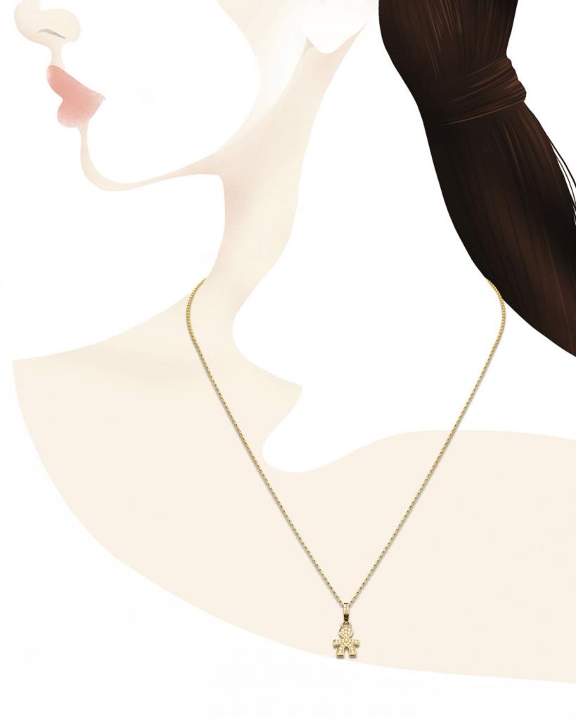  Collana leBebe LBB253 sagoma bimbo mini oro giallo ct 0,11 - LE BEBE