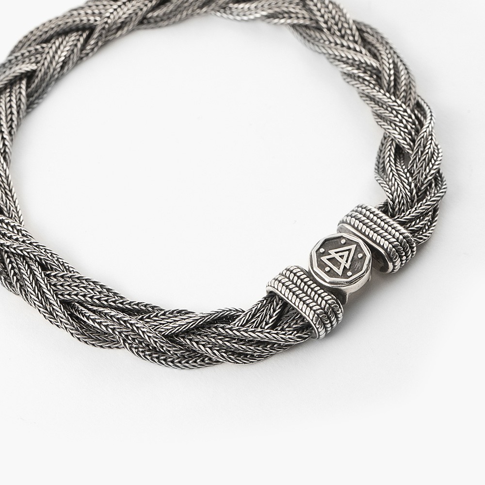  Nove25 polished burnished silver matrix bracelet - NOVE25