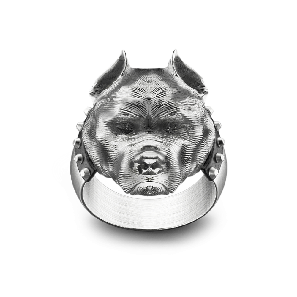 Zancan EXA188 silver pitbull head ring - ZANCAN