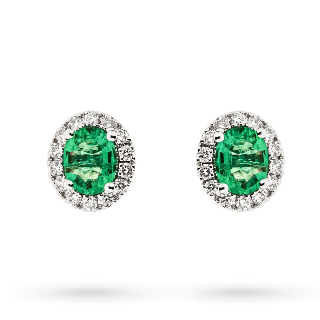 Gold earrings with 0.60 ct oval emeralds and 0.19 ct diamonds - MIRCO VISCONTI