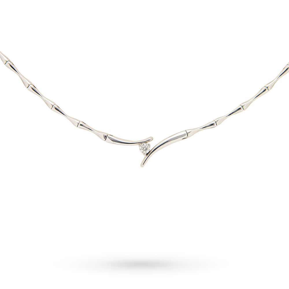 Girocollo oro bianco semirigido diamante solitario 0,10ct Mirco Visconti - MIRCO VISCONTI