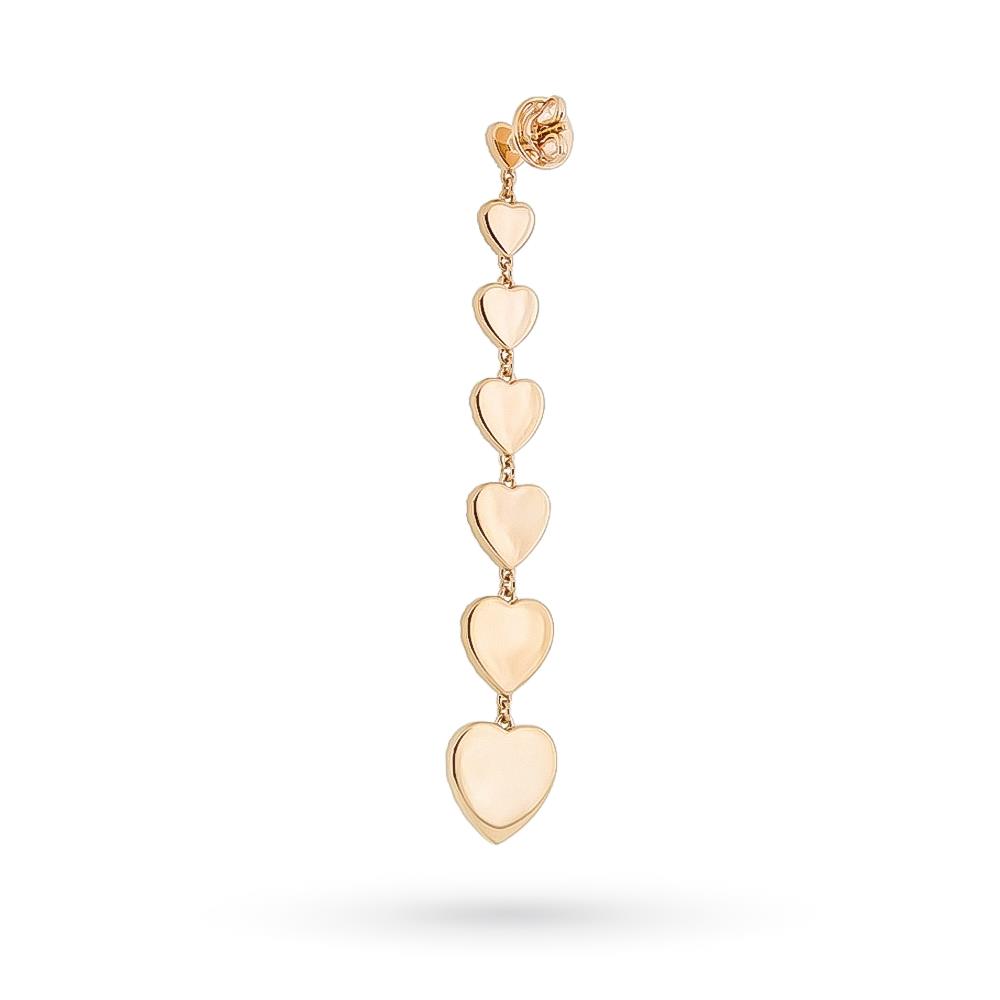Orecchino singolo pendente oro rosa 7 cuori diamanti 4,14 ct - CICALA