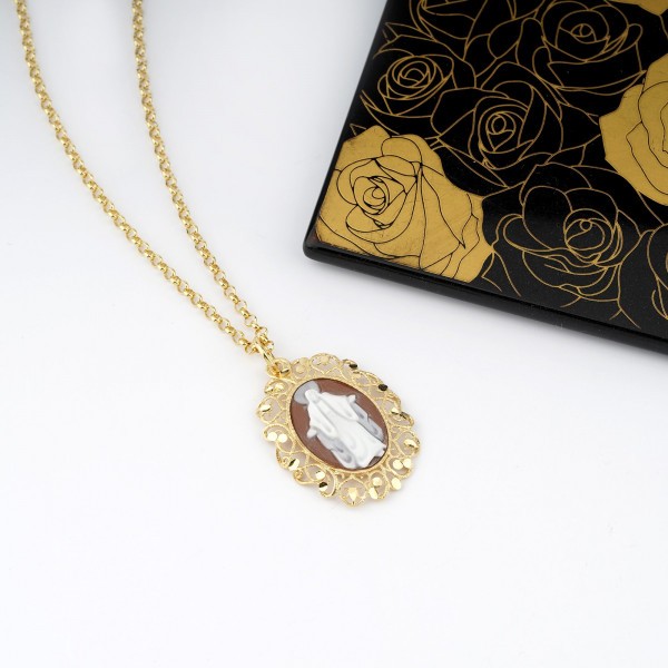  Gold plated silver pendant with Madonna cameo - CAMEO ITALIANO