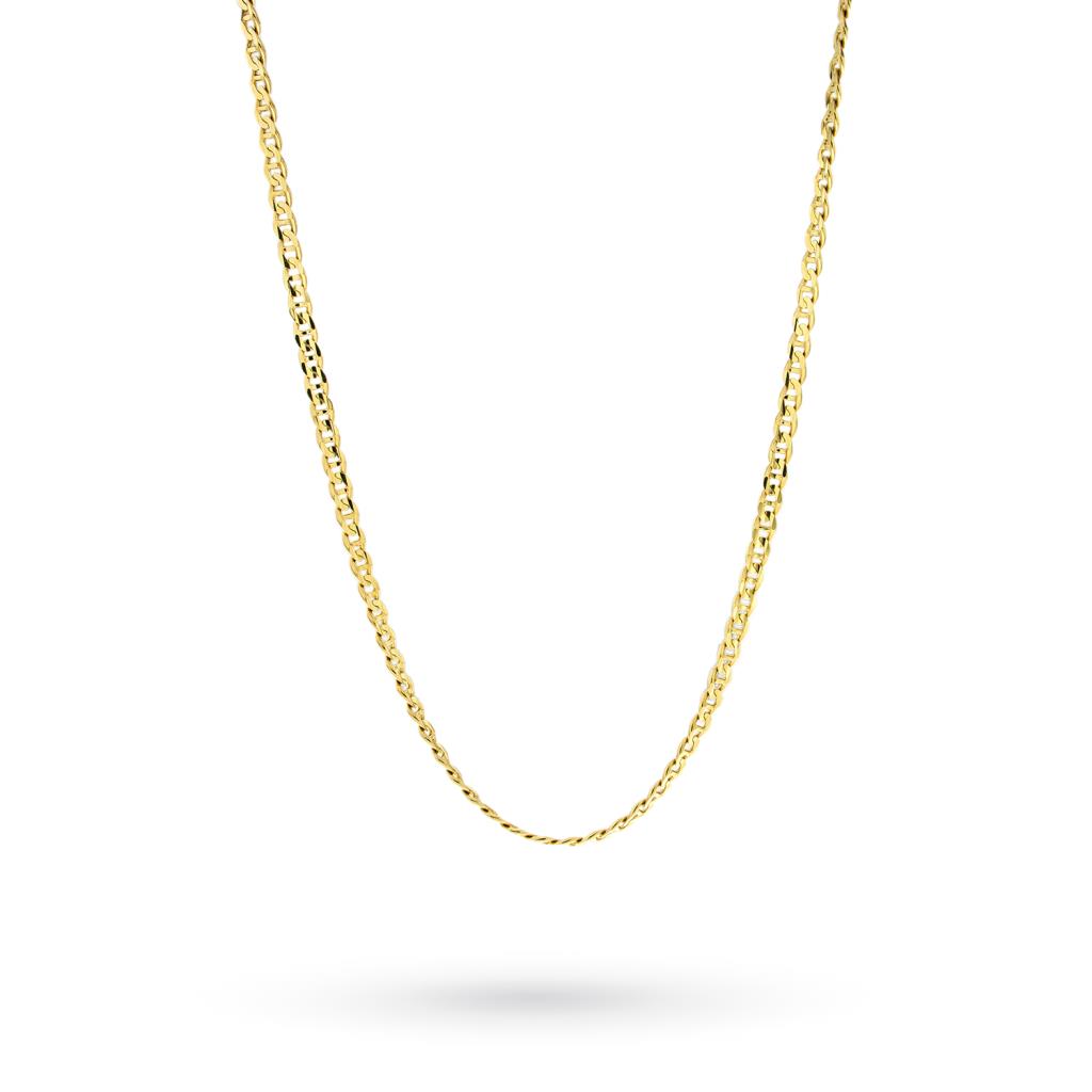 18kt yellow gold anchor groumette chain necklace 50cm - UNBRANDED