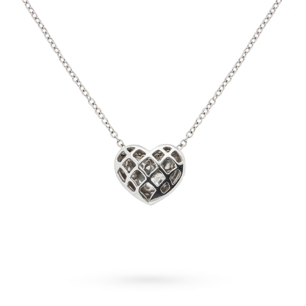 18kt white gold necklace of 40cm with heart in diamonds - LUSSO ITALIANO