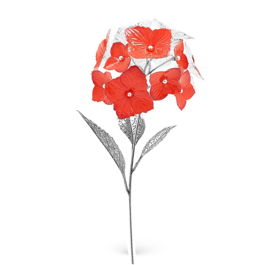 Ortensia soprammobile argento 925 smalto rosso h 48cm - SATURNO