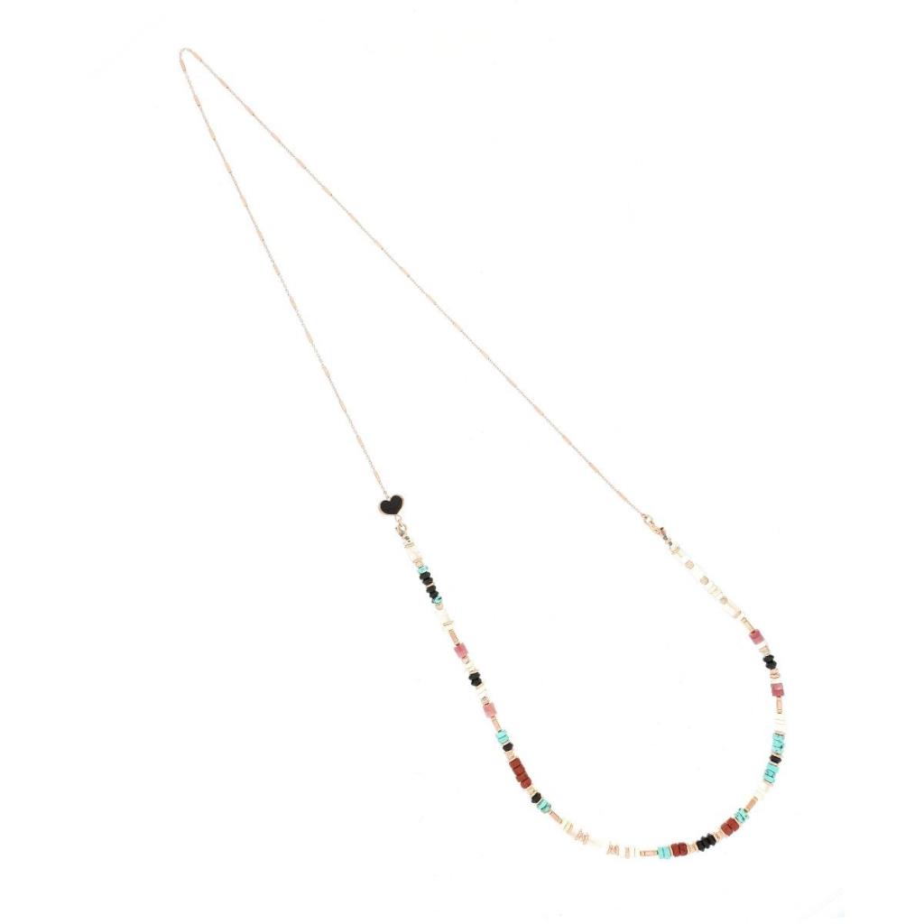 Long necklace with aulite colored stones  Maman et Sophie GCUSAMX - MAMAN ET SOPHIE