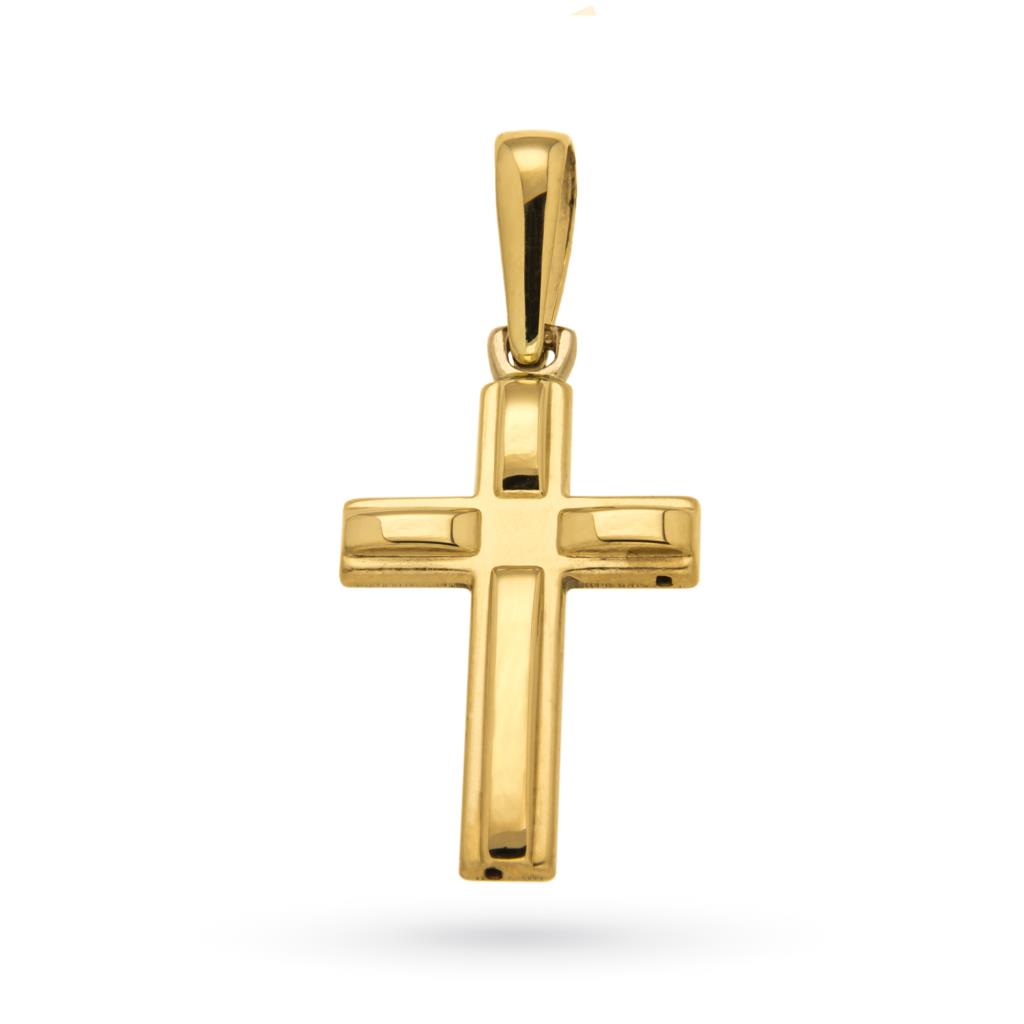 Croce in oro giallo 18kt lucido spessa - LUSSO ITALIANO