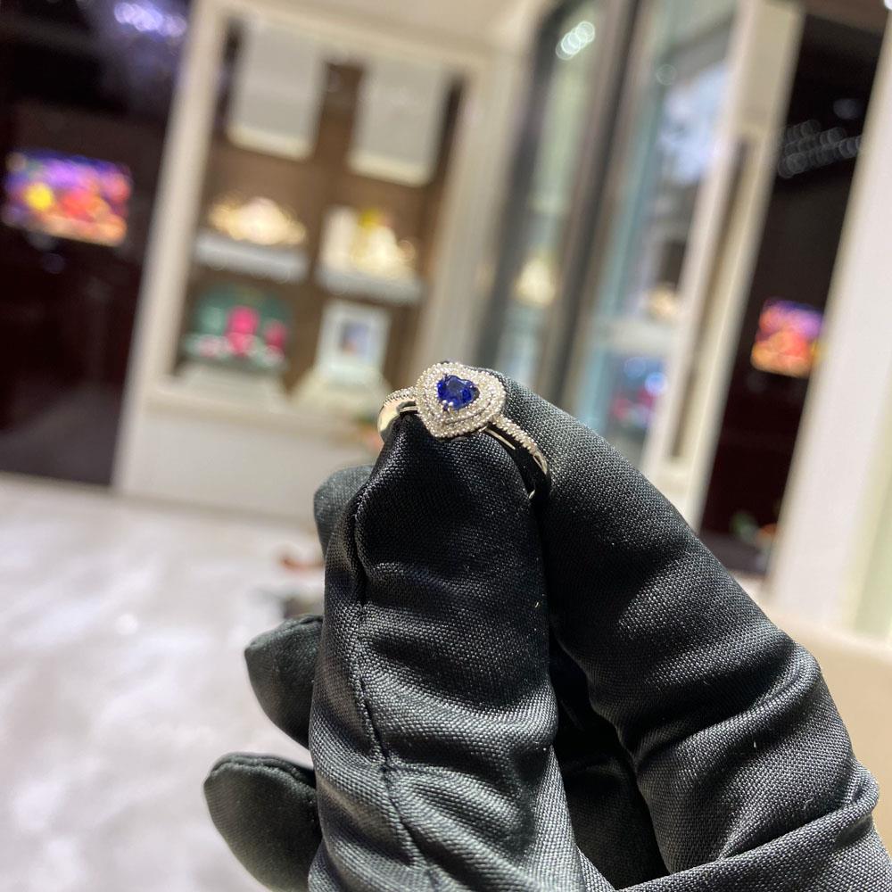  Anello zaffiro blu cuore 0,30ct diamanti 0,25ct Mirco Visconti - MIRCO VISCONTI