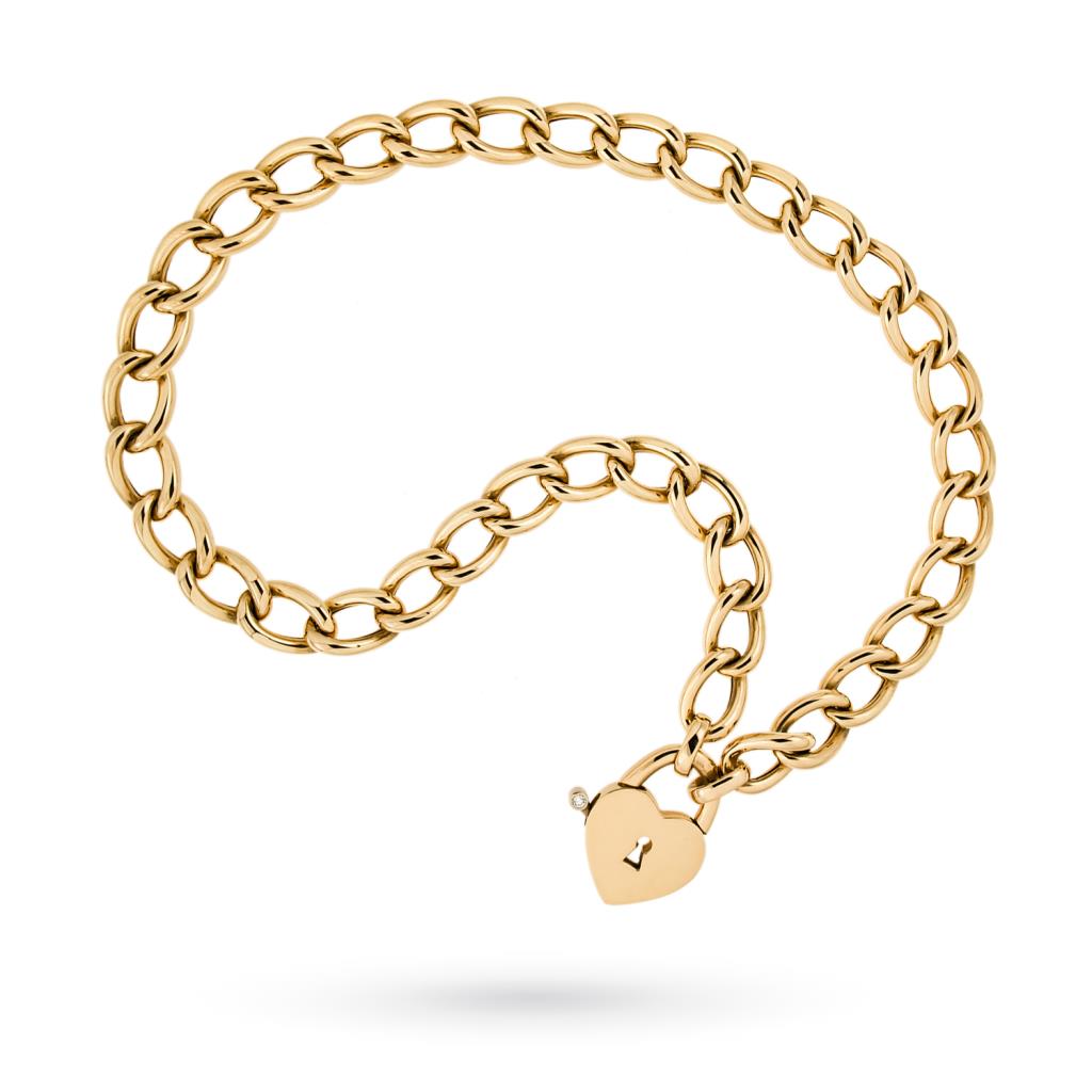 18kt gold padlock heart chain necklace and diamond - MAXART