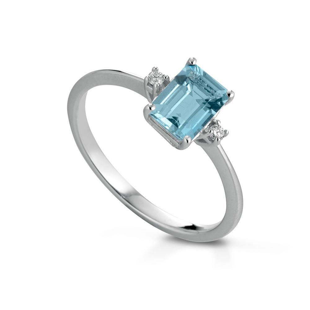 Anello con acquamarina 0,70ct e diamanti - LELUNE