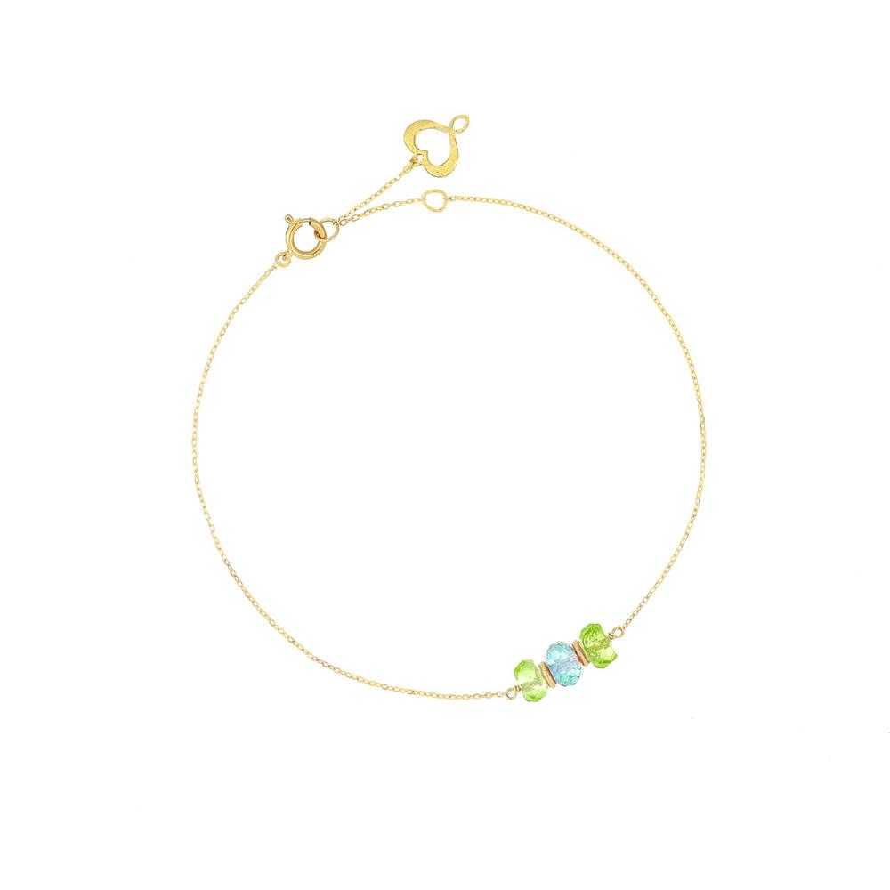 18Kt Green Peridot And Azure Topaz  Bracelet - MAMAN ET SOPHIE