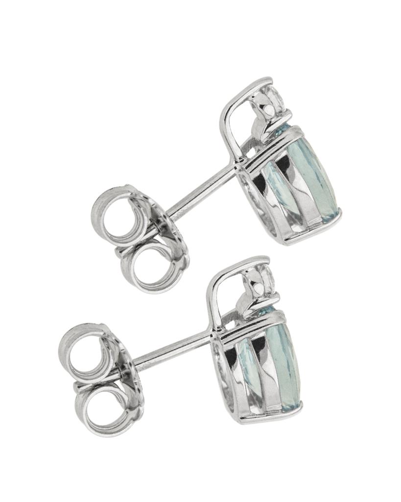  18kt white gold earrings with 2,30ct aquamarine and diamond 0,11ct  - CICALA