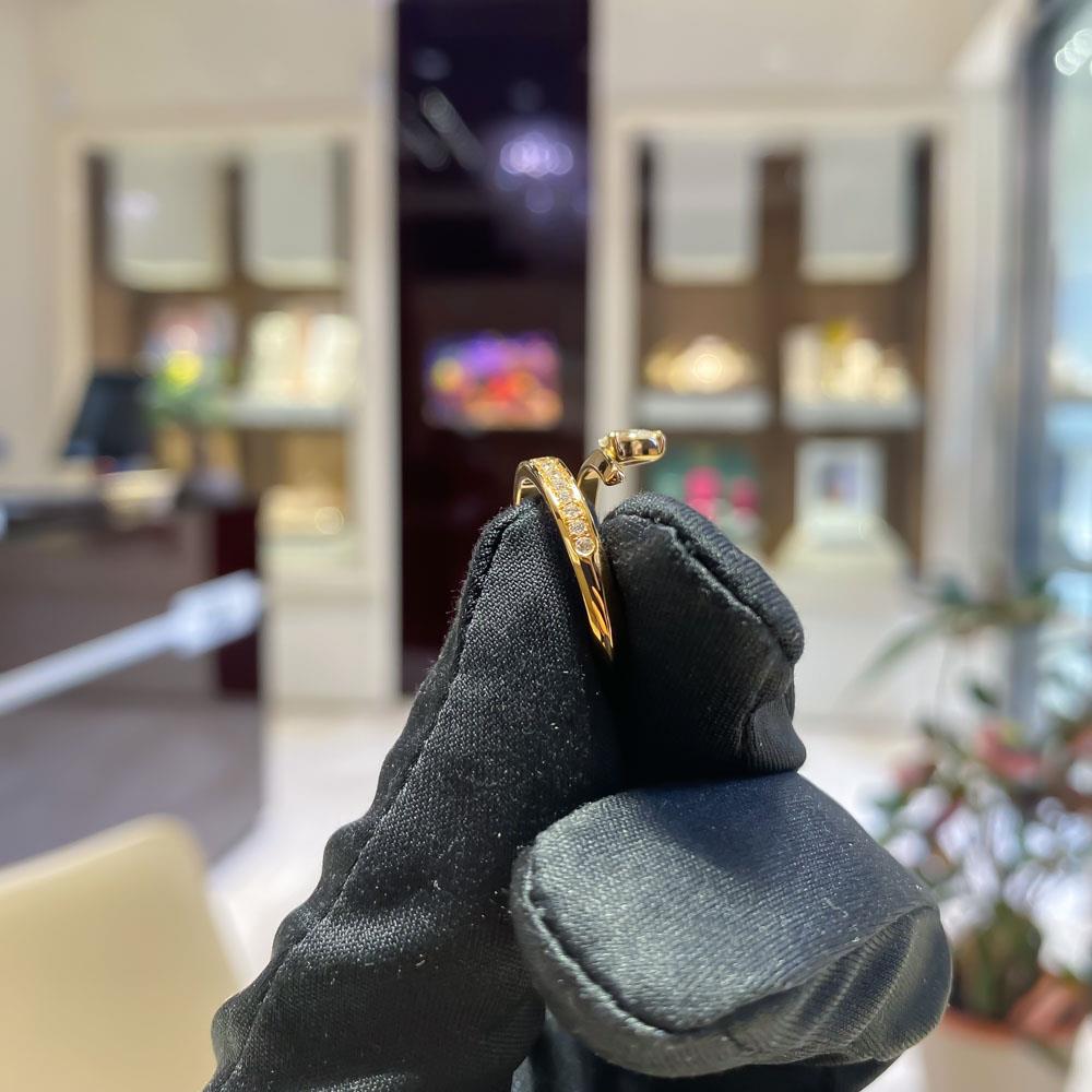  18kt rose gold Twist ring diamond drop brilliants RFJewels - RF JEWELS